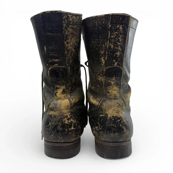 Combat Jump Boots Men Size 10.5-11 VTG 1950s Weathered Black Leather BF Goodrich